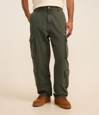 Pantalón Baggy en Sarga con Bolsillos Cargos 2