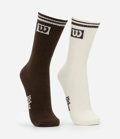 Kit 02 Medias Deportivas de Caña Larga en Algodón con Logo Wilson 2