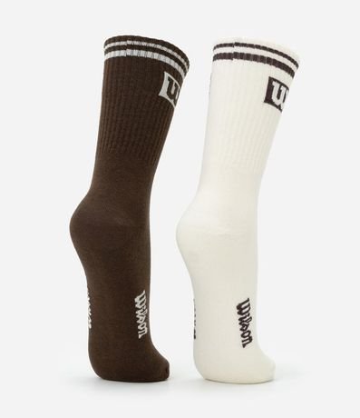 Kit 02 Medias Deportivas de Caña Larga en Algodón con Logo Wilson 3