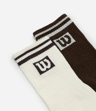 Kit 02 Medias Deportivas de Caña Larga en Algodón con Logo Wilson 4