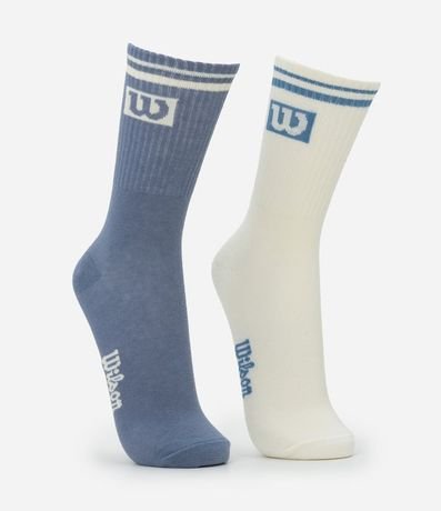 Kit 02 Medias Deportivas de Caña Larga en Algodón con Logo Wilson 2