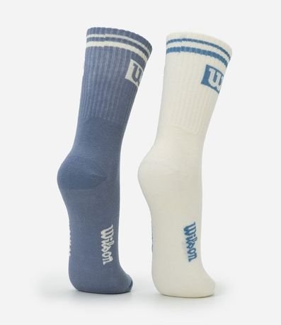 Kit 02 Medias Deportivas de Caña Larga en Algodón con Logo Wilson 3