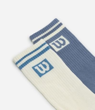 Kit 02 Medias Deportivas de Caña Larga en Algodón con Logo Wilson 4