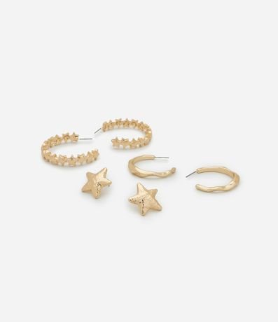 Kit 03 Caravanas Argollas y Botón Estrella 2