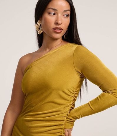 Vestido New Midi en Rib con Escote Hombro Único