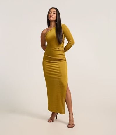 Vestido New Midi en Rib con Escote Hombro Único 2