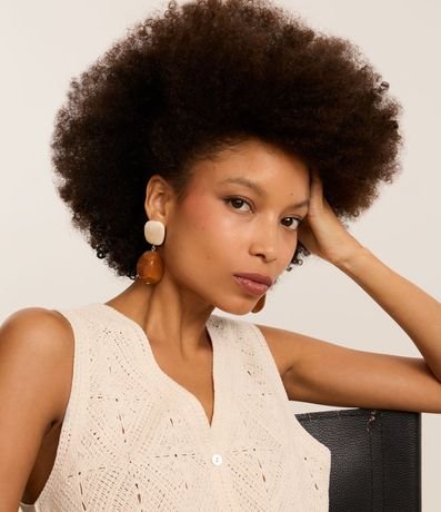 Caravana Mediana Efecto Marmól con Colgante Bicolor