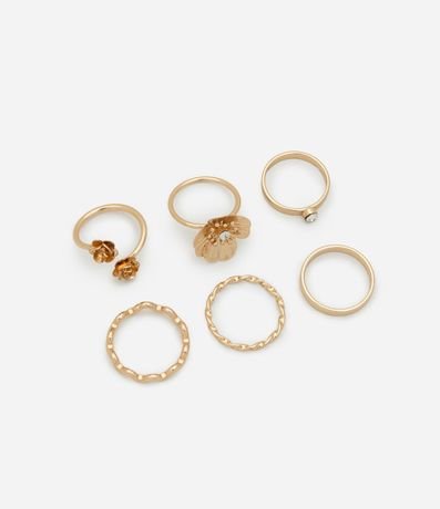 Kit 06 Anillos con Formas y Detalles Delicados