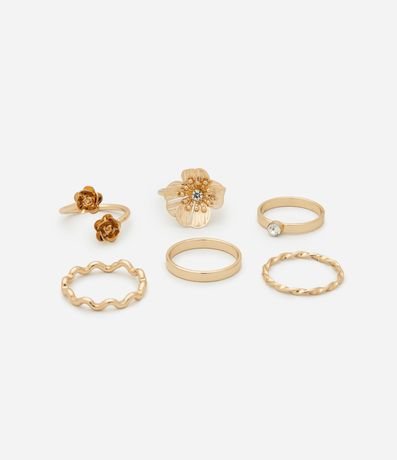 Kit 06 Anillos con Formas y Detalles Delicados 2