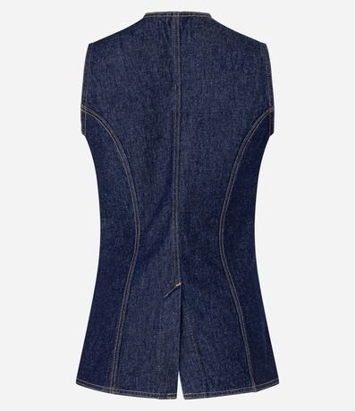 Chaleco Alargado en Jeans Cinturado con Botones 6