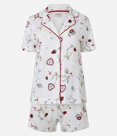 Pijama Short Doll Americano en Algodón con Estampa de Íconos Girlies 4
