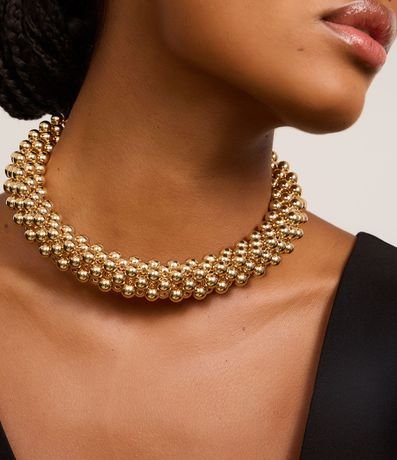 Maxi Collar en Plástico con Esferas Metalizadas