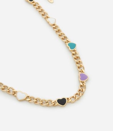Collar Corto Esmaltado con Corazones