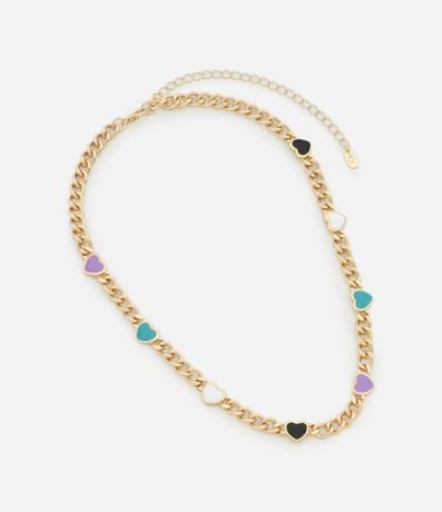 Collar Corto Esmaltado con Corazones 2