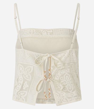 Blusa Cropped con Lazo en la Espalda y Estampa Guipire Floral 7