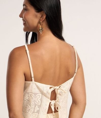 Blusa Cropped con Lazo en la Espalda y Estampa Guipire Floral 3