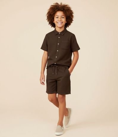 Bermuda Infantil en Algodón y Lino con Cintura Elástica - Talle 5 a 14 años