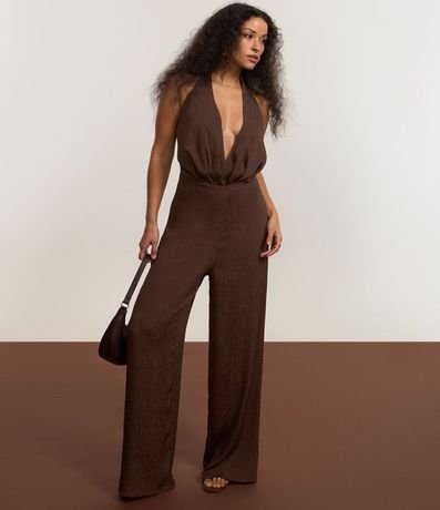 Mono Pantalona en Satén Texturizado con Adorno en la Espalda 5