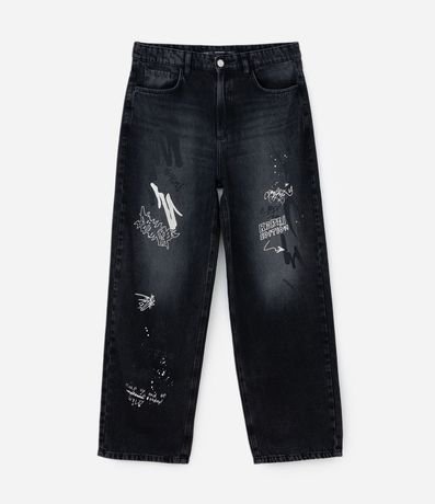 Pantalón Super Baggy en Jeans con Estampa Grafite 5