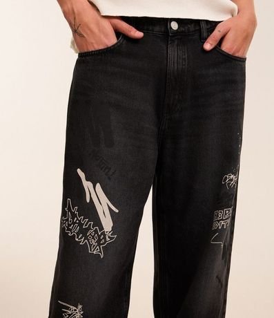 Pantalón Super Baggy en Jeans con Estampa Grafite 3
