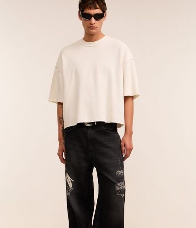 Pantalón Super Baggy en Jeans con Estampa Grafite 4