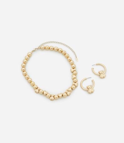 Conjunto de Collar y Caravana en Metal con Colgante Oso 2