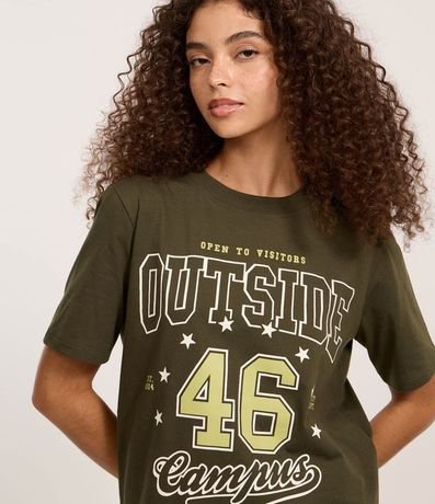 Remera en Algodón con Lettering Outside 46