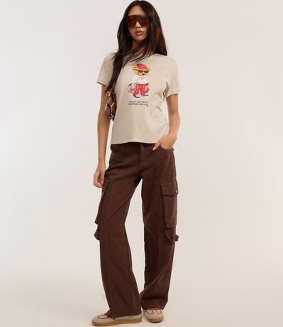 Blusa Baby Look en Algodón y Estampa de Osito 2