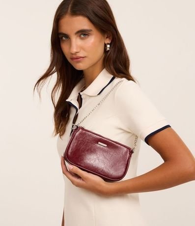 Bolsa Baguette Pequeña Texturizada con Asas de Cadena 10