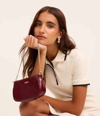 Bolsa Baguette Pequeña Texturizada con Asas de Cadena 1