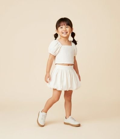 Blusa Cropped Infantil con Textura Floral - Talle 1 a 6 años