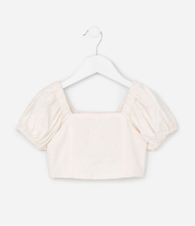 Blusa Cropped Infantil con Textura Floral - Talle 1 a 6 años