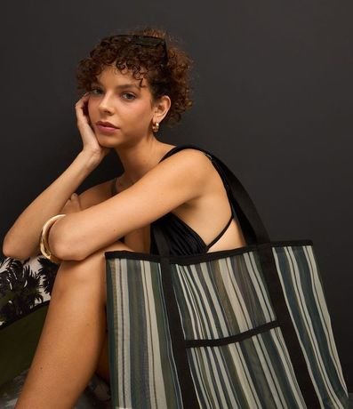 Bolsa de Playa Grande en Tela Rayada