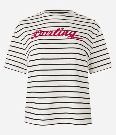Remera Boxy Rayada en Algodón con Lettering Darling 6