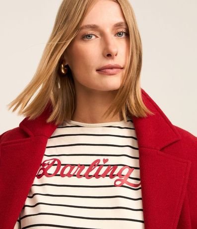 Remera Boxy Rayada en Algodón con Lettering Darling