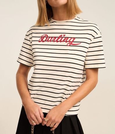 Remera Boxy Rayada en Algodón con Lettering Darling 4