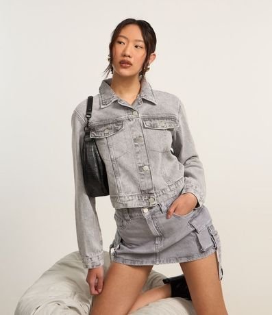 Campera Regular en Jeans con Botones