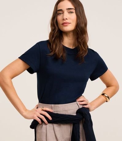 Remera en Algodón con Cuello Redondo