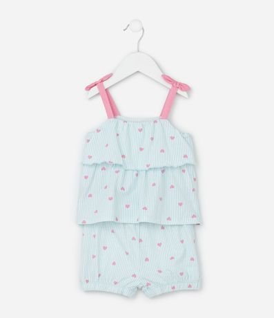 Conjunto Infantil con Estampa de Rayas y Corazones - Talle 0 a 18 Meses