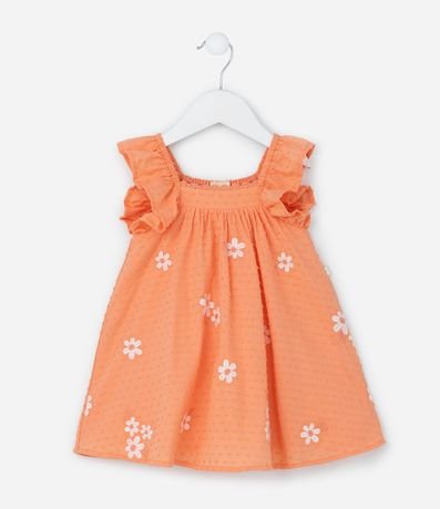 Vestido Infantil en Tricolina con Estampa Floral y Bombacha - Talle 3 a 18 Meses 2