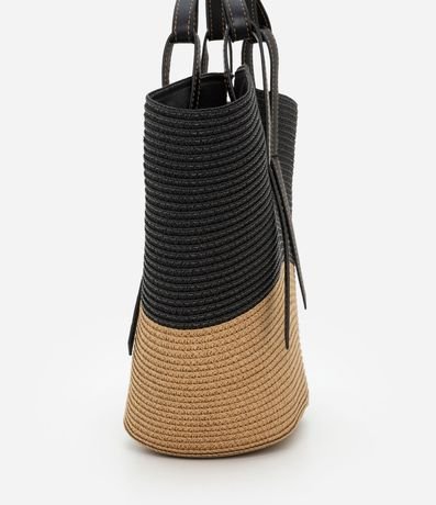 Bolsa de Playa Grande de Paja Bicolor con Asa en PU 2
