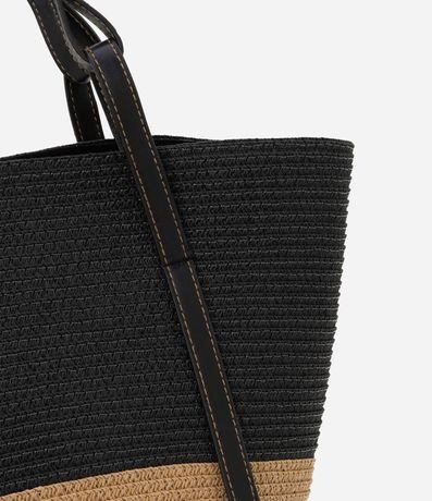 Bolsa de Playa Grande de Paja Bicolor con Asa en PU 4