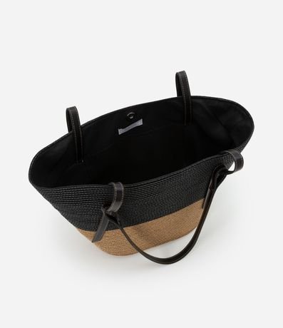 Bolsa de Playa Grande de Paja Bicolor con Asa en PU 5