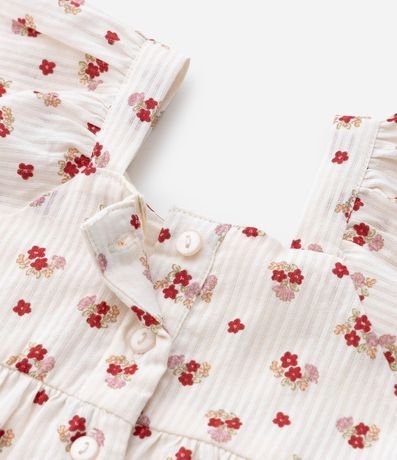 Vestido Infantil en Tricolina con Estampa Floral y Bombacha - Talle 3 a 18 Meses 9