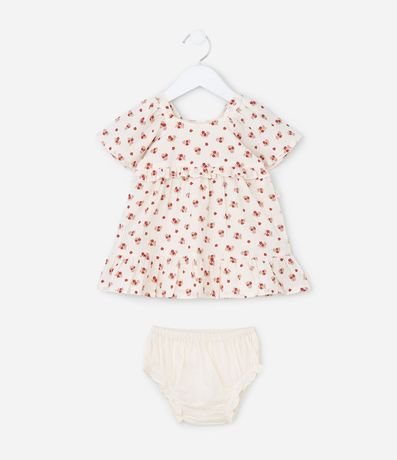 Vestido Infantil en Tricolina con Estampa Floral y Bombacha - Talle 3 a 18 Meses 2
