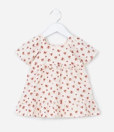 Vestido Infantil en Tricolina con Estampa Floral y Bombacha - Talle 3 a 18 Meses 3