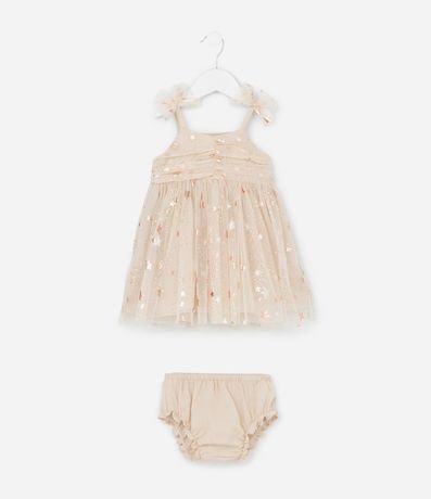 Vestido Infantil con Tule de Estrellas y Bombacha - Talle 3 a 18 Meses 2