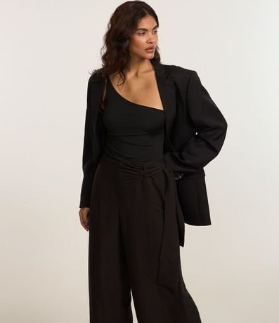 Pantalón Pantalona Sastrería con Superposición y Lazo Lateral 2