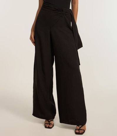 Pantalón Pantalona Sastrería con Superposición y Lazo Lateral 3