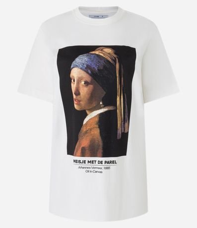 Remera en Algodón con Estampa Mujer con Caravana de Perla 5